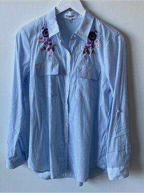 Express Blue Striped Button-Up Shirt